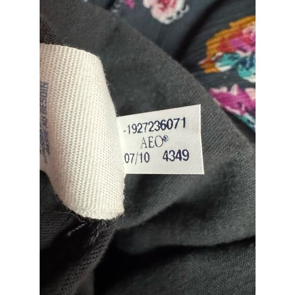 Aerie Boho Black Floral Mini Skirt Sz S Ruffle Hem Feminine Flirty Fairy Grunge - Picture 7 of 8